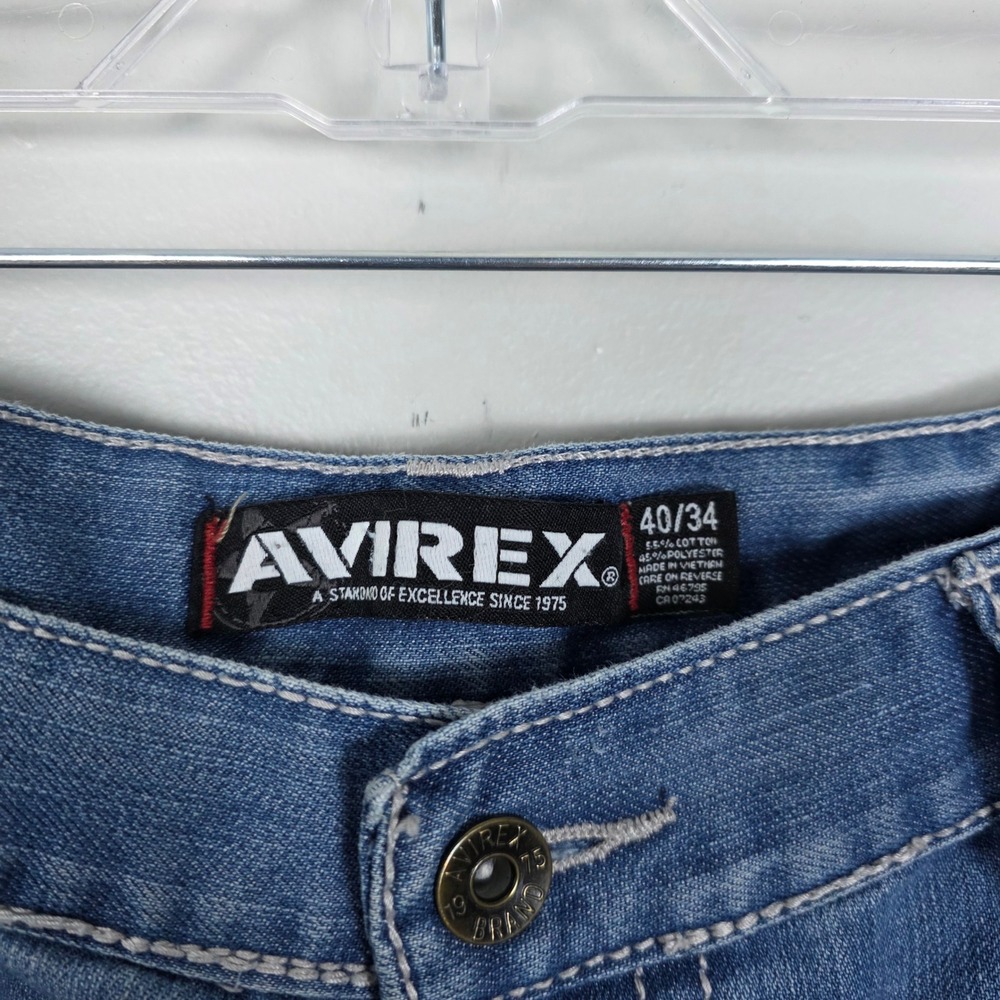 Avirex Jeans Mens 40x31 Relaxed Fit Y2k Denim Light Wash Embroidered Pockets - Picture 7 of 7
